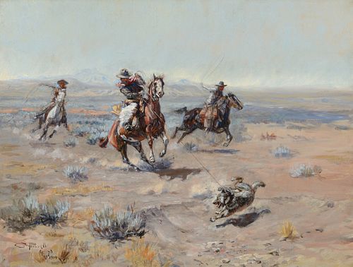 Charles M. Russell (1864–1926) — Roping a Wolf (1904)