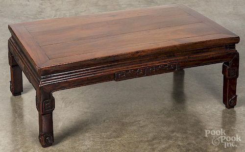 Chinese hardwood low table, early 20th c., 12'' h., 32'' w., 18 1/4'' d.