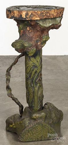 Carved and painted root-form stand, early 20th c., 30 1/2'' h., 14'' w. Provenance: DeHoogh Gallery