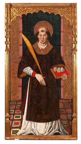 Catalan school from the second half of the 15th century.
"Saint Stephen", ca. 1480.
Egg tempera on table and gold background.