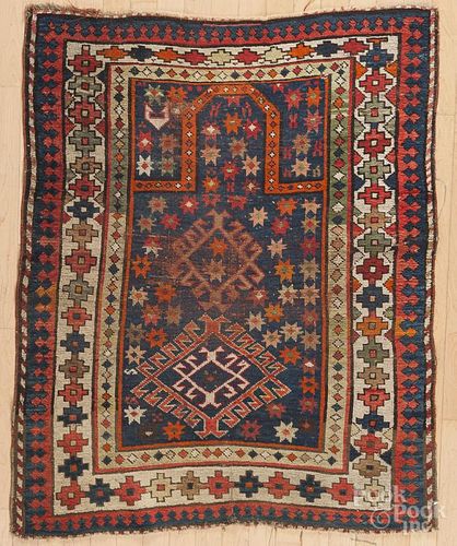 Kazak prayer rug, ca. 1910, 4'2'' x 3'4''.