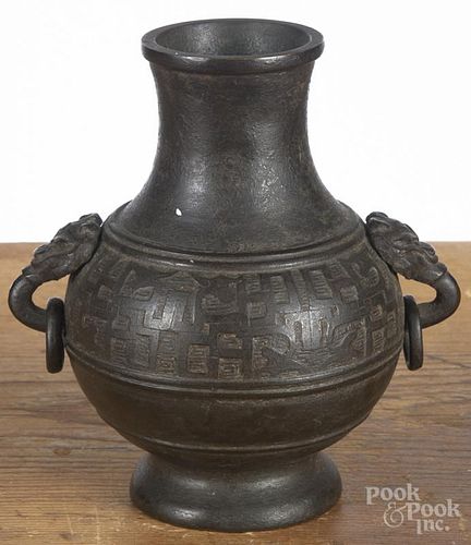 Chinese archaistic bronze vase, 6 1/2'' h.