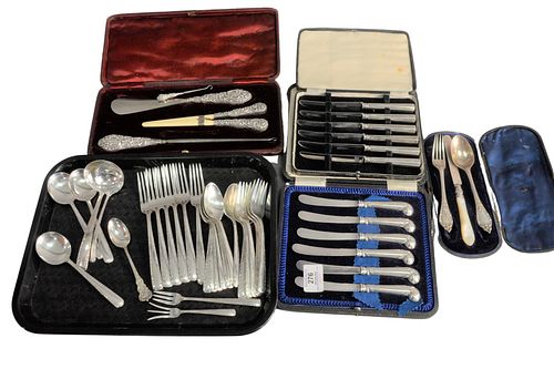 Lot of Sterling Silver Partial Flatware, to include four fitted boxes with flatware with sterling silver handles, weighable 35.1 t.oz.