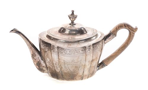 Engraved Coin Silver Teapot 1784-1819 Hugh Wishart