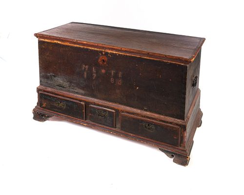 1786 Chippendale Blanket Chest in Old Paint