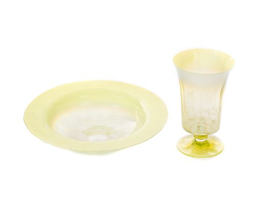 LCT Tiffany Yellow Pastel Goblet & Plate