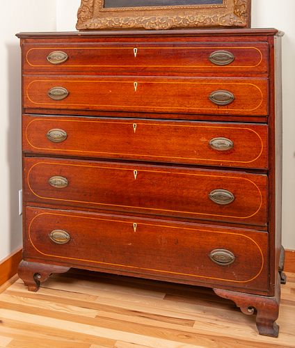 Early 1800's Inlaid Chippendale Chest