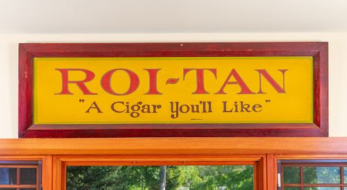 Rare Roi Tan Glass Cigar Store Sign