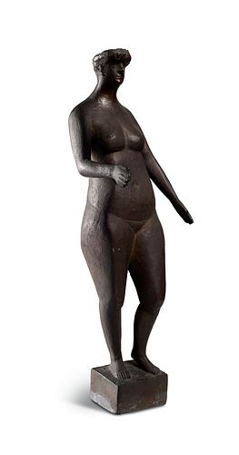 Marcks, Gerhard Kleine Bavaria. 1952. Bronze mit messingfarbener Patina. Mit quadratischer Plinthe. H 51 cm (mit Plinthe). Mit eingeritztem Künstlersi