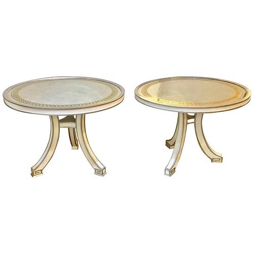 Pair of Eglomise Top Painted Side Tables
