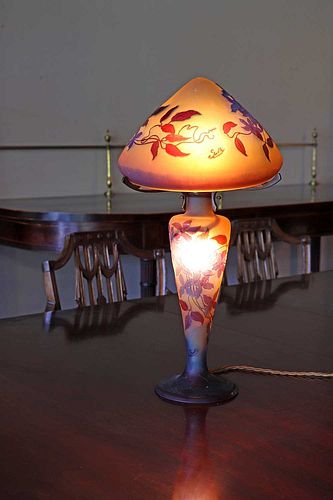 An Émile Gallé cameo glass lamp,