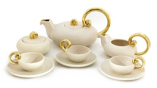 A Vallauris earthenware tea service,