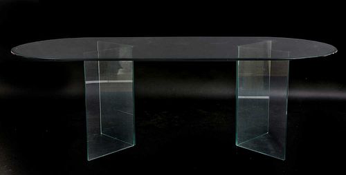 A Continental glass dining table,
