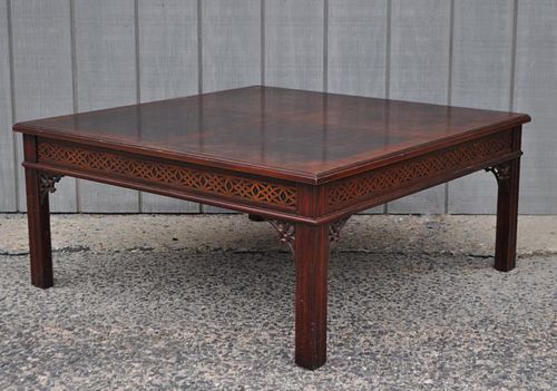 Baker Chippendale Style Fret Carved Coffee Table
