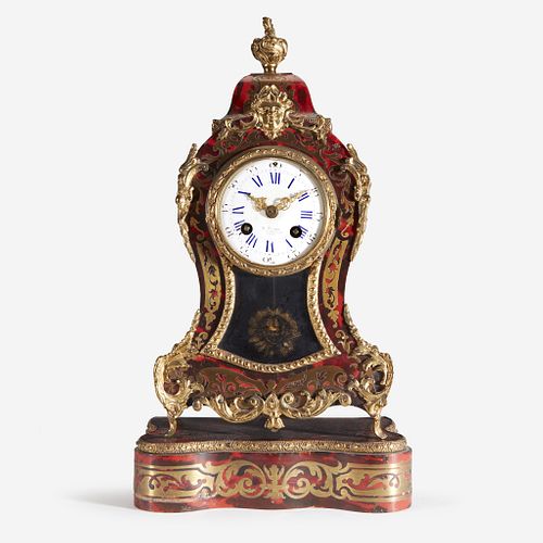A Louis XVI Style Ormolu-Mounted Brass-Inlaid Red Tortoiseshell Boulle Marquetry Bracket Clock on Stand* Maison Wurtel, Paris, 19th century