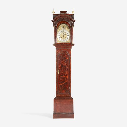 A George II Burl Walnut Tall Case Clock Isaac Tiercelin, London, 18th century