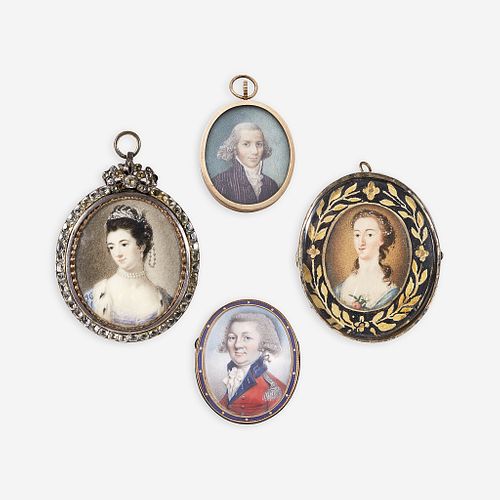 English and Continental School 18th Century A group of four portrait miniatures
