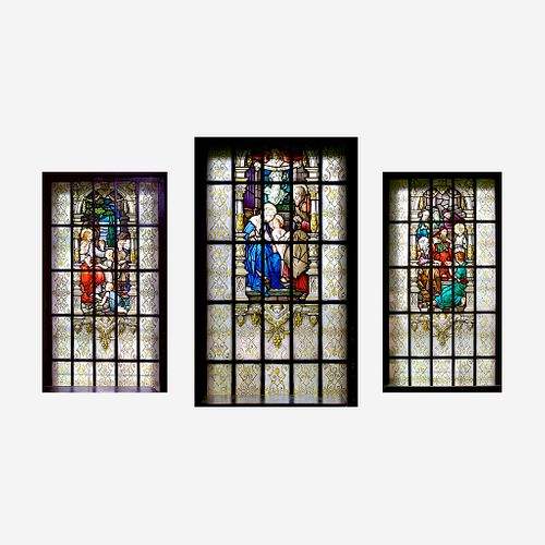 Three Large Gothic Style Stained Glass Windows