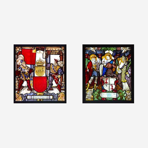 Two Swiss Stained Glass Panels Early 17th century