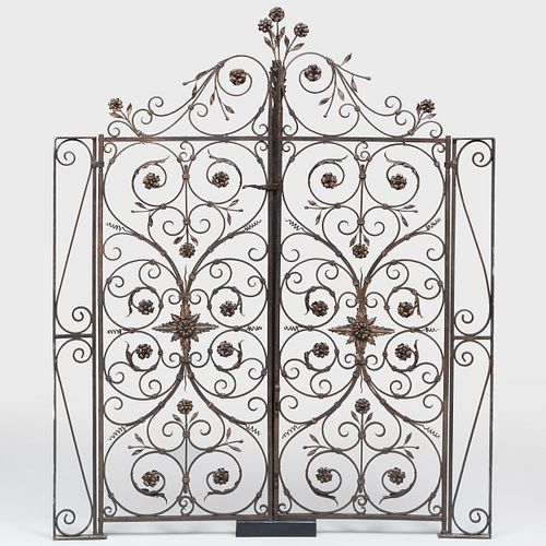 Italian Iron and Parcel-Gilt Hinged Gate, Possibly Florence