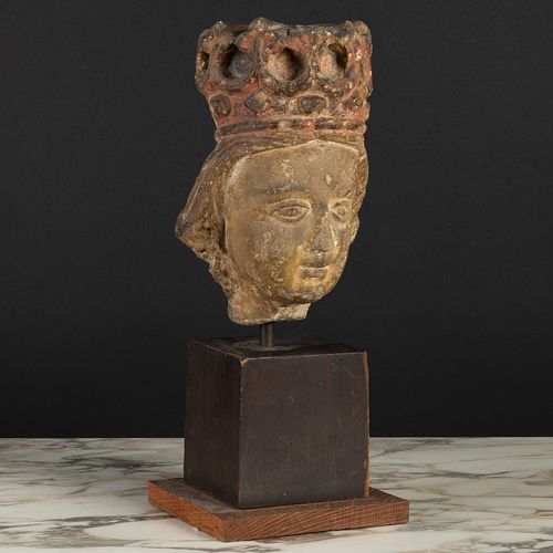 French Gothic Limestone Head of a King