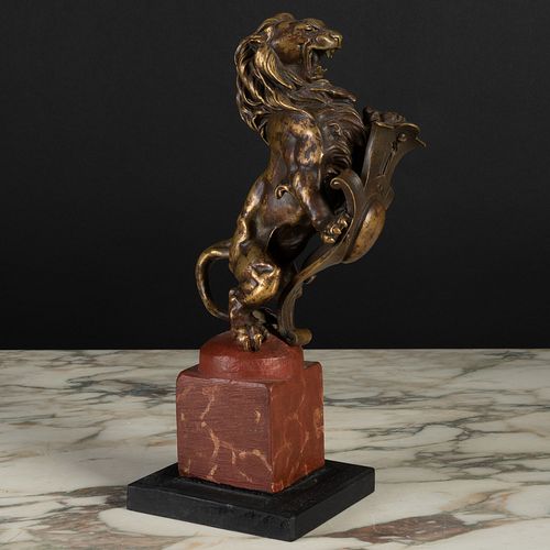 Italian Baroque Bronze Model of a Rampant Lion, Probably Venice