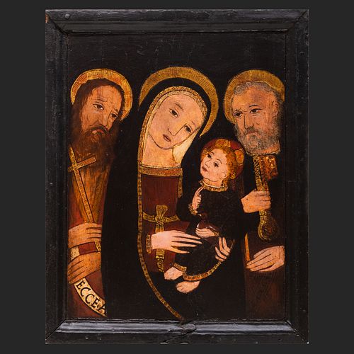 Icon of Madonna and Child With St. Peter and Adult Christ
