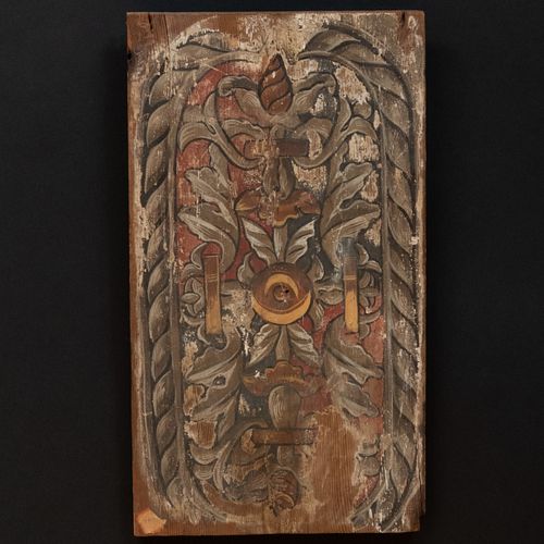 Group of Five Continental Baroque Polychrome Painted Pine Panels 