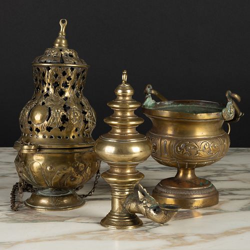 Group of Three Continental Brass Objects