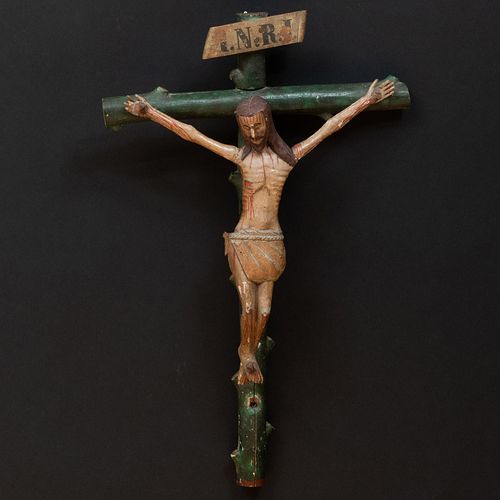Painted Cristo Crucificado, Possibly New Mexican, 