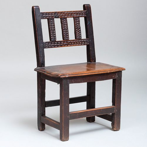 Italian Renaissance Chip-Carved Walnut Side Chair, Tuscany