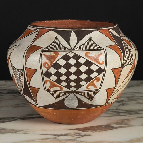 Native American Polychrome Pottery Bowl, Acoma Pueblo, New Mexico