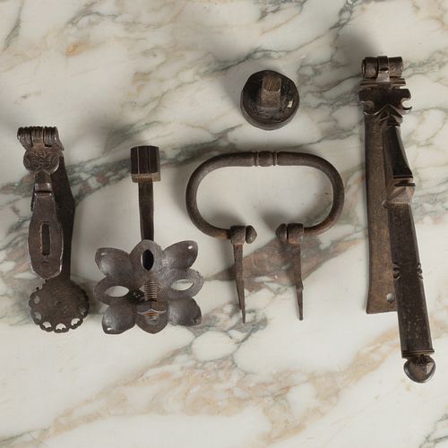 Group of Nine Continental Wrought-Iron Furniture Mounts 