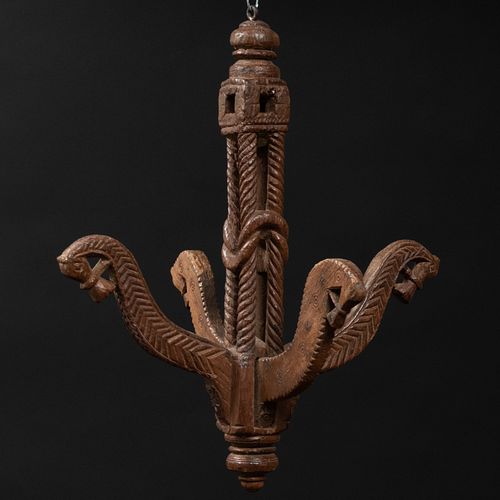 Carved Hardwood Hanging Ornament, Possibly Near Eastern