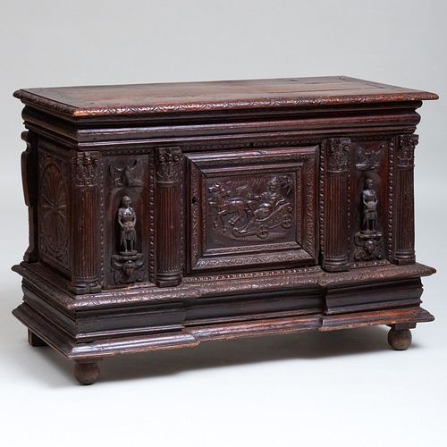 Continental Baroque Style Carved Oak Chest