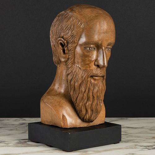 Spanish Bust of a Bearded Man, Possibly Depicting St. Augustine
