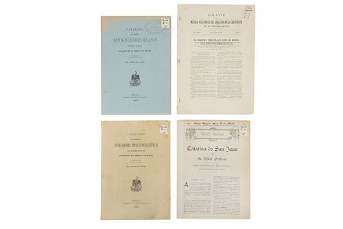 León, Nicolas. Catálogos de Antigüedades / Boletín / Estudio Etnográfico. México, 1903 / 1904 / 1924. Piezas: 4.