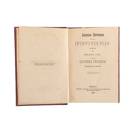 Paz, Ireneo. Leyendas Históricas de la Independencia. Leyenda Tercera, Hidalgo. México, 1887. Segunda edición. 14 láminas.