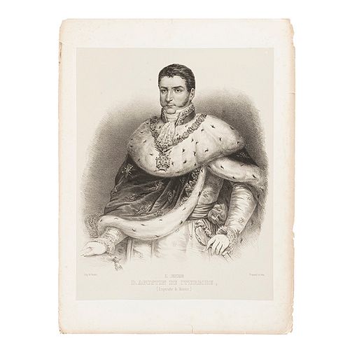 Decaen, José. El Libertador. D. Agustín de Iturbide, (Emperador de México). México. Litografía montada sobre hoja.