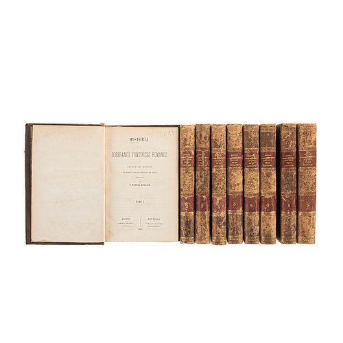 Montor, Artaud de. Historia de los Soberanos Pontífices Romanos. Madrid - Barcelona, 1858-60. Tomos I-IX. 3 traductores. Piezas: 9.