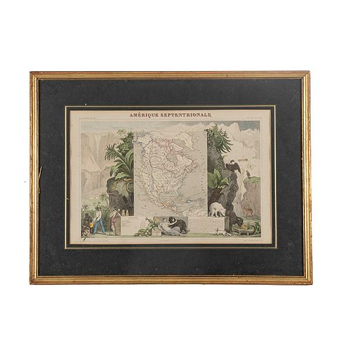 Levasseur, Victor. Amérique Septentrionale. Paris: Pelissier, ca. 1845. Mapa grabado coloreado, 28 x 43 cm. Gravé par Laguillermie.