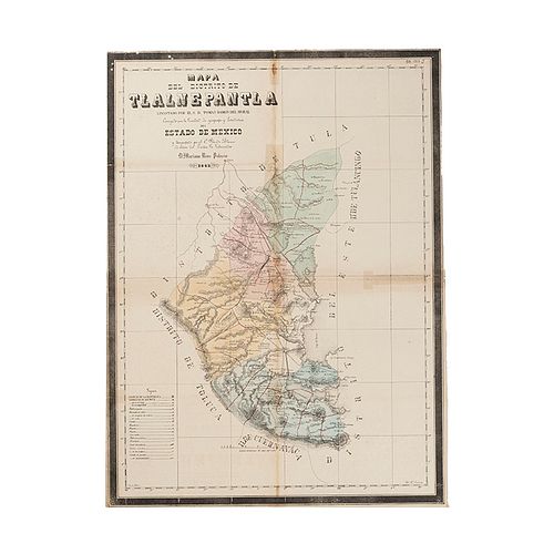 Moral, Tomás Ramón del. Mapas de Estado de México, Toluca, Texcoco, Tulancingo, Tula, Tlalnepantla, Sultepec. Méx, 1851-52. Piezas: 10.