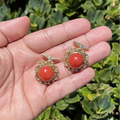 Coral and 18K Cufflinks