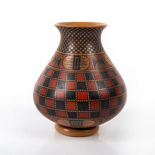 Native American Pottery Vase Polychrome Geometric Design