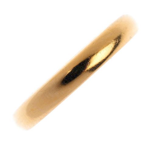 A mid 20th century 22ct gold band ring. Hallmarks for Birmingham, 1956. Weight 4.5gms. <br><br>Overa