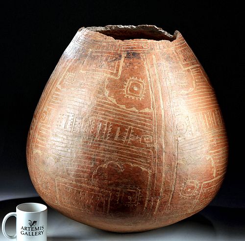 Enormous Marajoara Incised Pottery Urn TL Tested