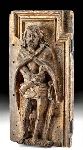 16th C. Italian Coppered Wood Tabernacle Door