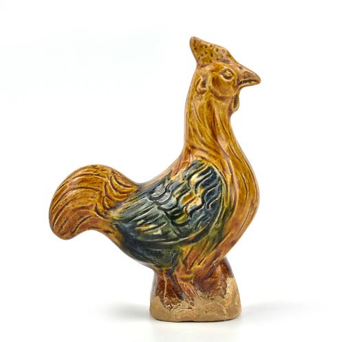 Chinese Sancai Glazed Rooster, Tang Dynasty