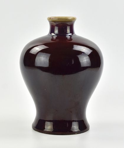 Chinese Red Flambe Glazed Mei Vase,19-20th C.