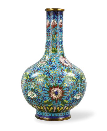 Chinese Closionne Enamel Vase, 19th C.